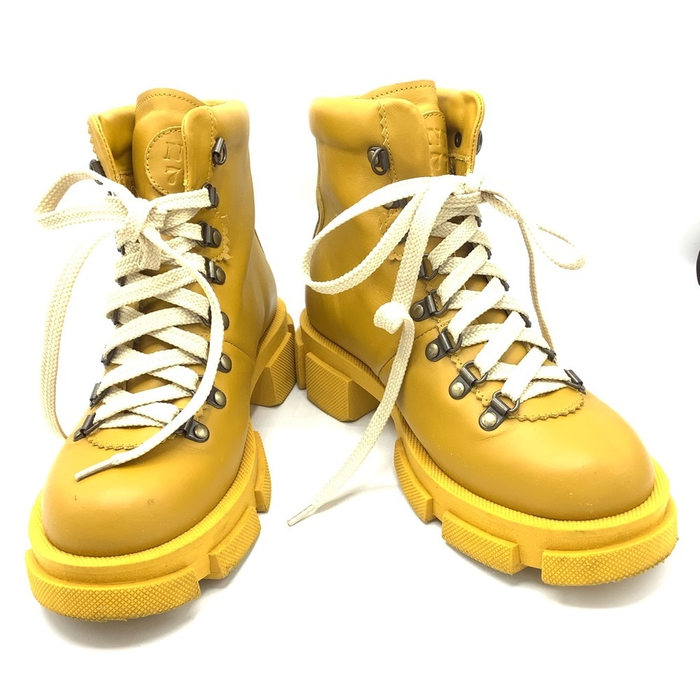 NY 77 DESIGN Maze Yellow Leather Lace Up Boot - Picture 2 of 11